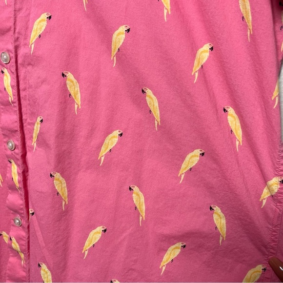Bonobos Men Shirt XXL Pink Parrot Geometric Button Down Short Sleeve Camp Beach - Picture 5 of 11